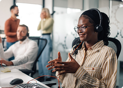 Customer service team at work